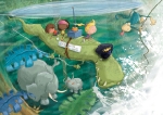 children\'s book illustration crocodile in jungle